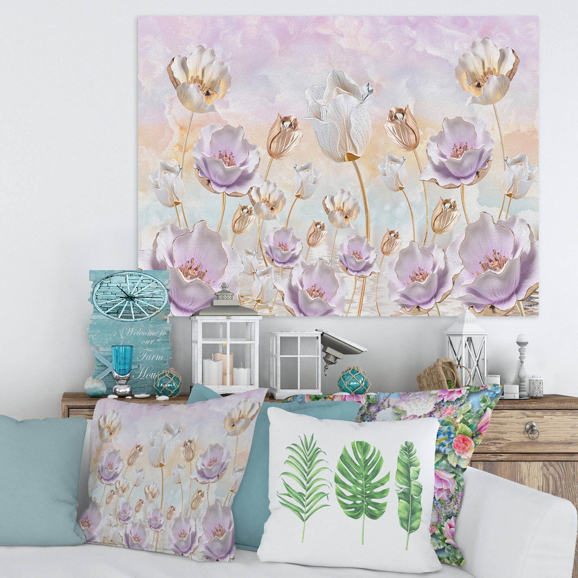 Designart - Blossoming Flowers In Pastel Tones
